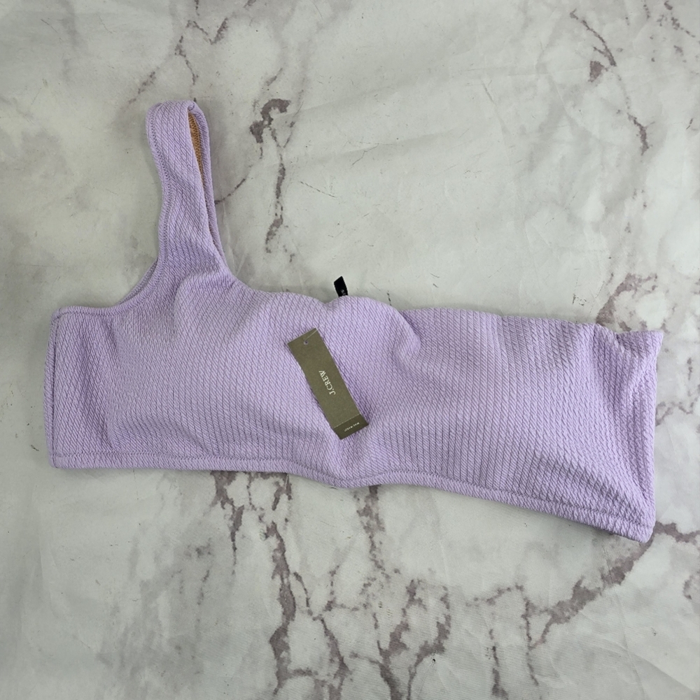 J Crew Swim Top Purple Textured One Shoulder Bikini Square Bandeau Pastel BE715